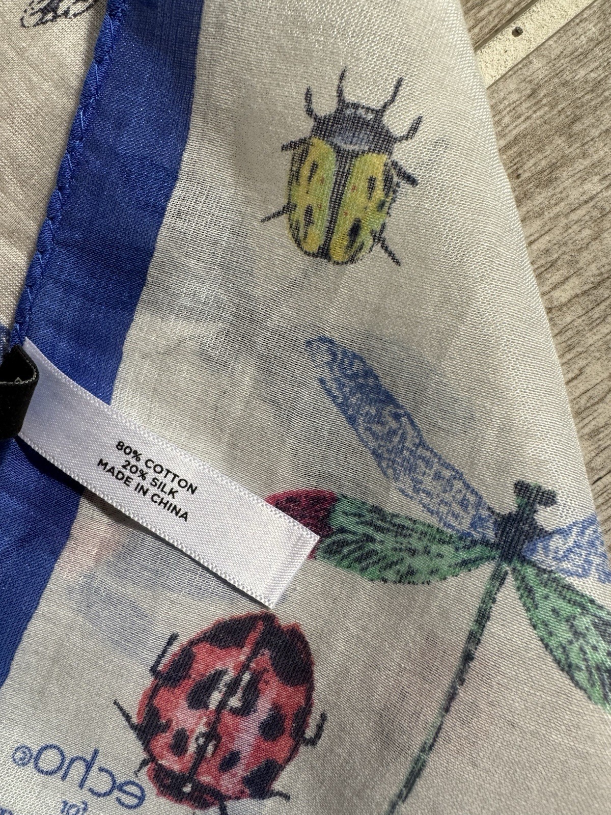 ECHO Talbots Scarf Rectangular Butterfly Bugs Sil… - image 11