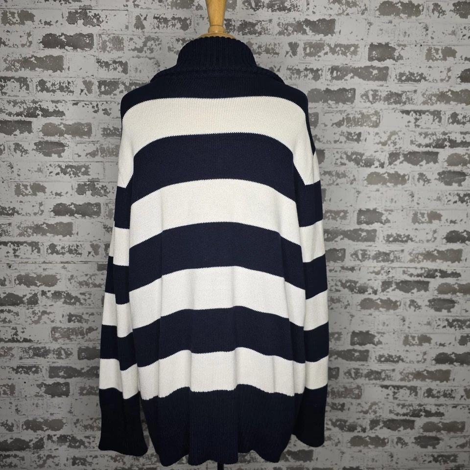 Cárdigan suéter grueso cuello chal náutico a rayas talla grande Chaps 3X para mujer Foto 4 de 4