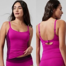 Athleta 34D/DD Coastline Vibrant Fuchsia Bra Cup Tankini Top 988629 Swim modest