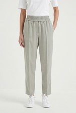 BRUNELLO CUCINELLI WOMEN'S LIGHT GREY RELAXED LINEN TROUSERS MSRP 1640 SIZE 34