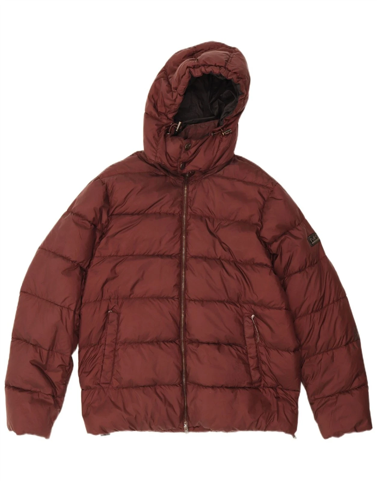 Michael Kors Mens Hooded Padded Jacket UK 40 Large Burgundy Nylon AZ07