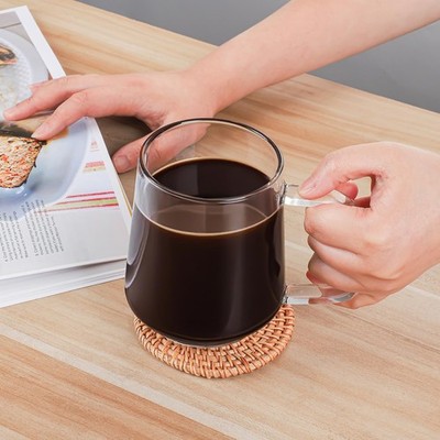 Aquach 20 Oz Glass Coffee Tea Cups, Clear Mugs with Handle, Microwave and  Dis... | eBay