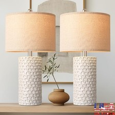 Ceramic Table Lamp Set of 2 Modern Nightstand Lamps Living Room  Bedroom New