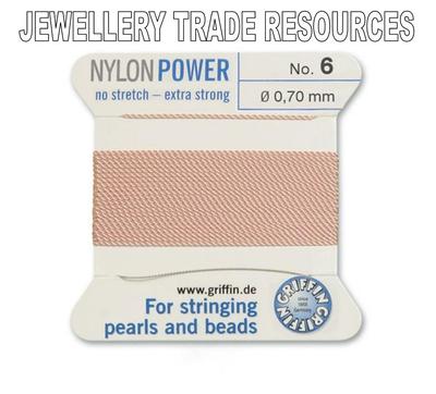 HELLROSA NYLON POWER SEIDENFADEN 0,70 mm SCHNURPERLEN & PERLEN GRIFFIN 6