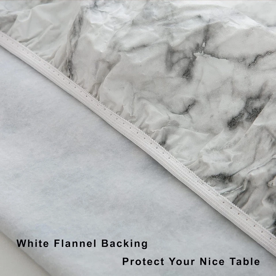 LIBERECOO Oval Tablecloth Vinyl Fitted Elastic Edge with Flannel Backing - Fits - Image 4 of 4