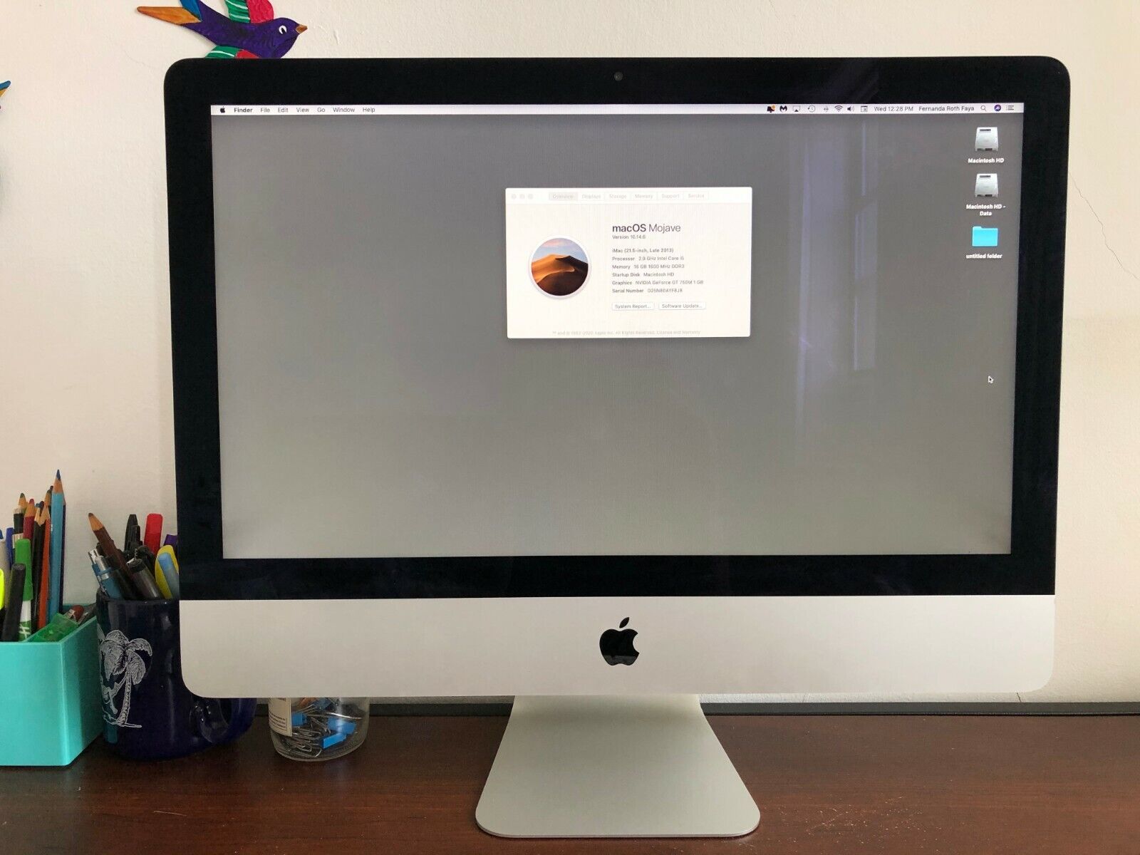 iMac 21.5-inch late 2013, 16GB, 2.9 GHz Intel Core i5, 1600 MHz DDR3