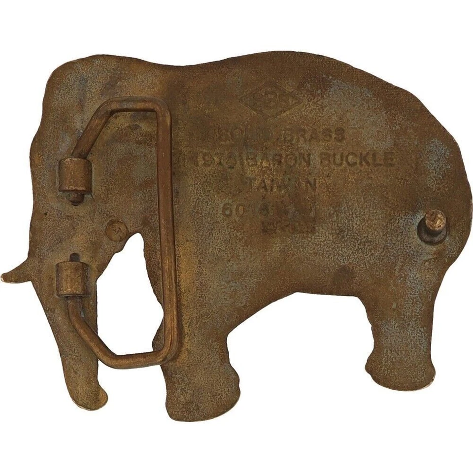 Latón Toro Elefante Africano Hippie Western Hunter Marfil Colmillo Años 70 De Colección Hebilla de Cinturón Foto 2 de 4