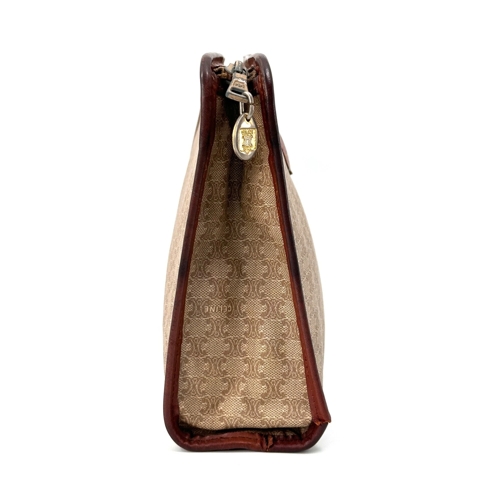 CELINE Pochette Borsa Macadam Pelle Beige Marrone Autentica dal Giappone_0116