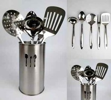 6PC Stainless Steel Kitchen Utensil Set Turner Masher Spoon Cooking Tools