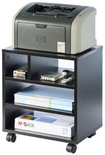 New Basicwise Wooden Office Storage Printer Stand with Wheels