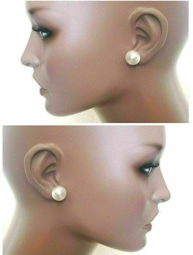 BIG PEARL EARRINGS ELEGANT EXTRA LARGE PEARL EARRINGS 14 MM NEW BRIDAL WEDDING - Picture 8 of 19