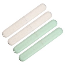 4pcs Toothbrush Holders Case Green Beige for Travel 8.07''x1.22''x0.83''