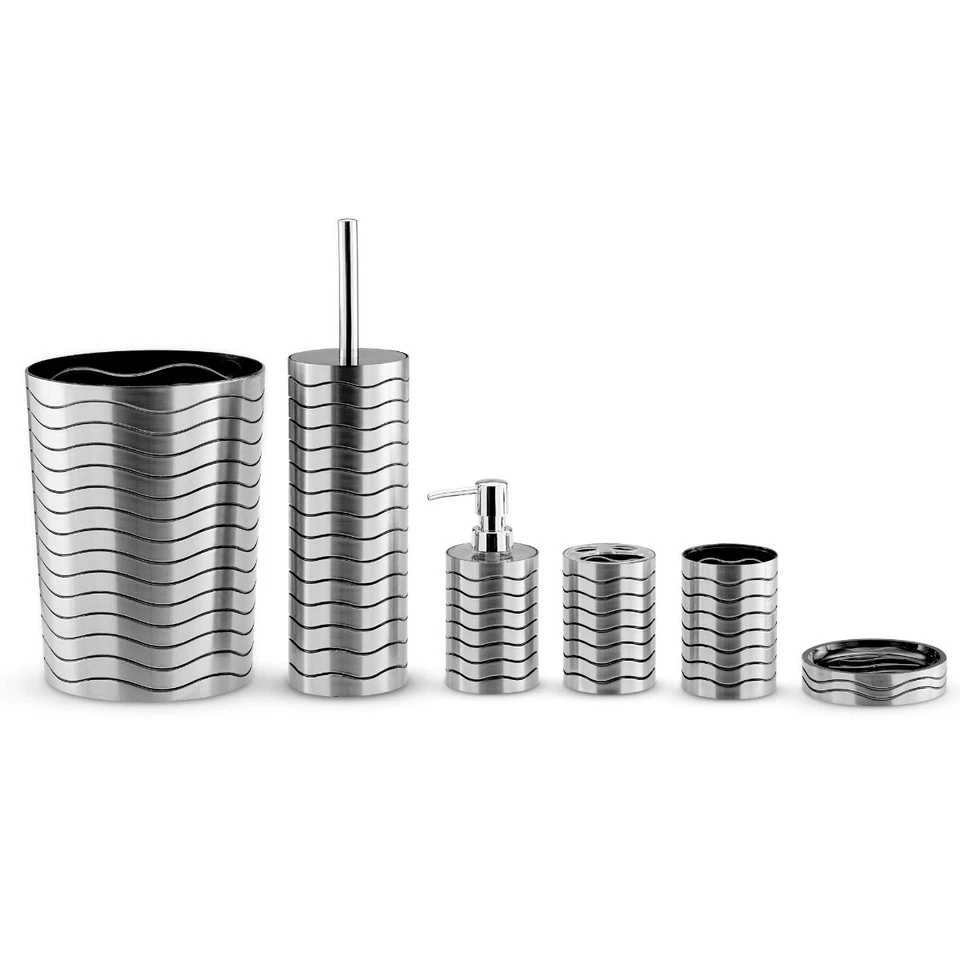 Practical 6pc Bathroom Accessories Set Bin Soap Dispenser Toothbrush Tumbler - Image 3 of 4