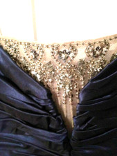 ✨$699 Luxe BADGLEY MISCHKA Embellished Swarovski Crystal Silk Marchesa Dress NEW