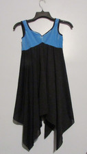 Girls Blue  Black Lyrical Dance Dress Size CLA Child Large-Seems Bigger EUC  