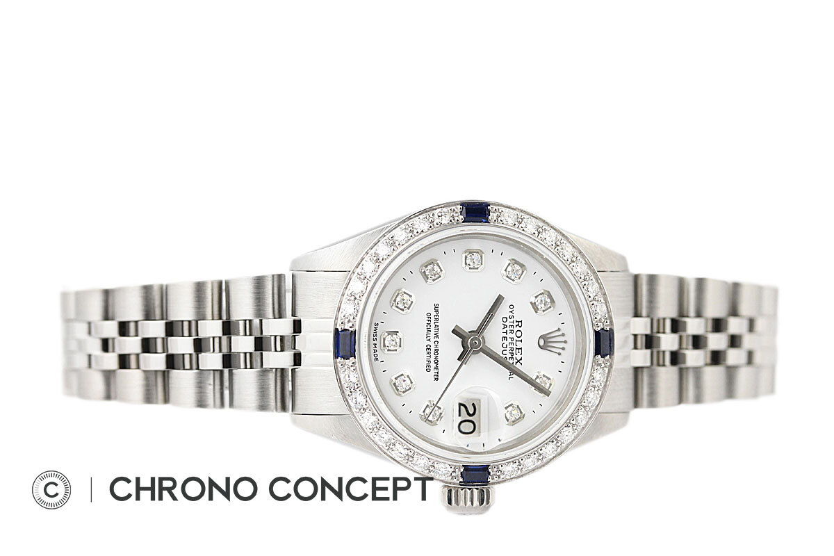 Rolex Ladies Datejust White Diamond Dial 18K White Gold Sapphire Bezel Watch eBay