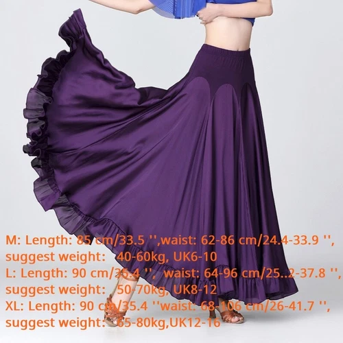 Damen Satin Ballsaal Rock modern Tanz Tanzkleidung Rüschen Walzer Tango Swing - Bild 12 von 20