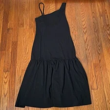BANANA Republic Factory One Shoulder Drop Waist Midi Dress Black Size S NWT
