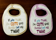 NEW Twin Baby Bibs 2 Adjustable Necks One Size Ages 0 to 14 months NWOT