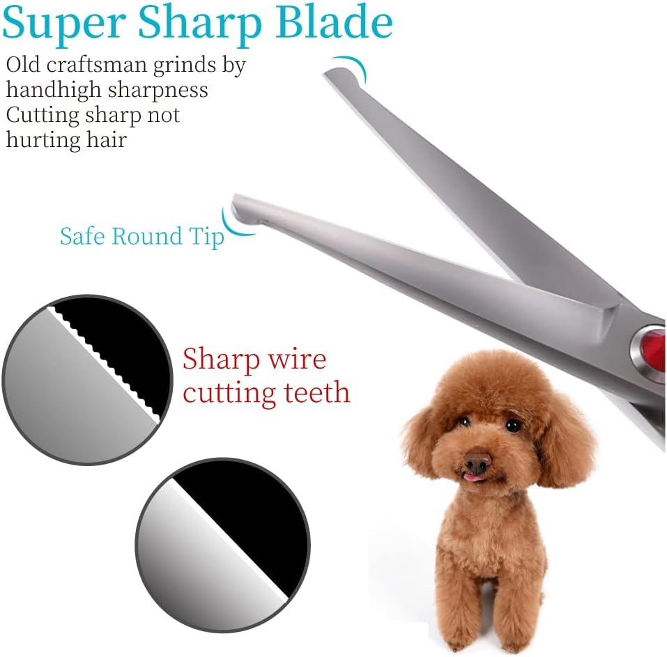 4.5" Straight Dog Scissors for Grooming Face and Paws with Safety round
