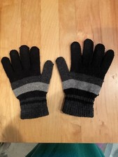UNISEX Thick Warm Knit Black Gray Winter Gloves Adult NEW NO TAGS