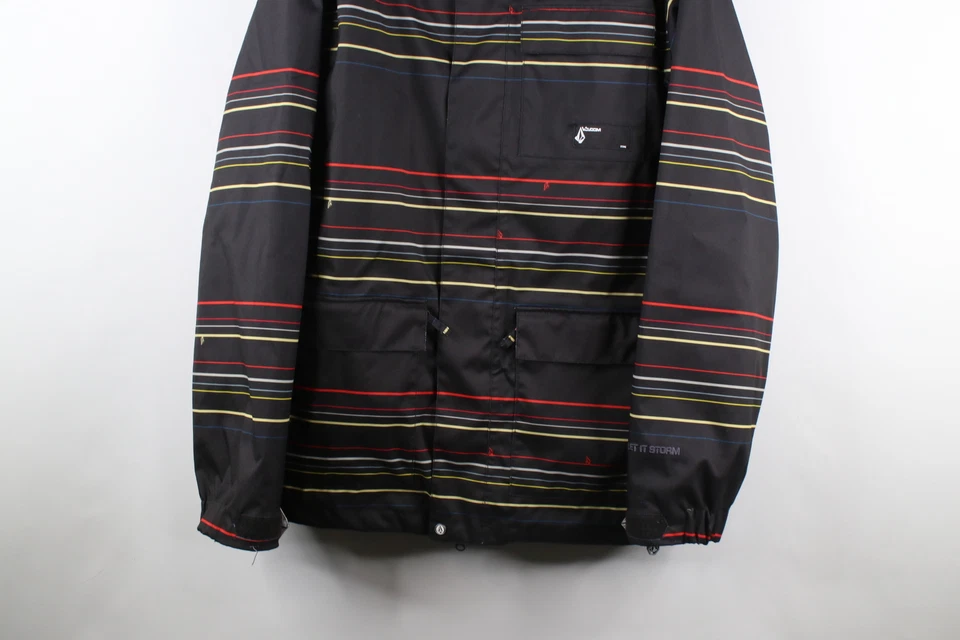 Volcom Mens Medium Rainbow Striped Nimbus 10,000mm Tactic Snowboard Jacket Parka - Image 3 of 4