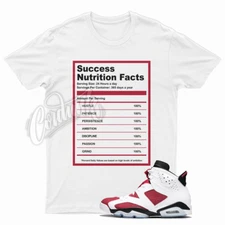 White SUCCESS T Shirt to Match J1 6 Carmine VI 5 Varsity Red Bred Flu Game