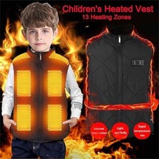 Washable Heated Vest Black Windproof Coats Heated Waistcoat  Boys Girls