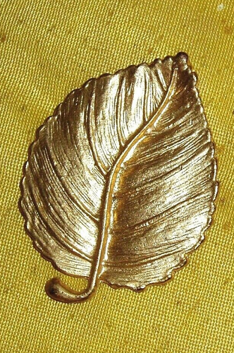 Broche Vintage Tulipe En Métal Doré - Bijou Haute Couture Signé, Occasion