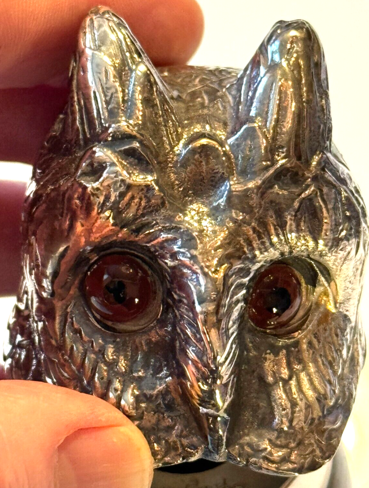 Rare Vintage/Antique Hingedlid Wooded Body Owl Inkwell/holder with