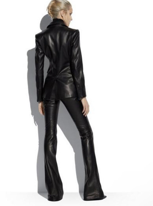 $4190 Tom Ford 40 Black Plonge Leather Flare Bell Bottom