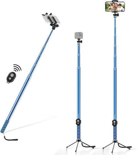 Long-Lasting 118'' Selfie Stick Tripod - Lightweight with Slip-Resistant Grip - Photo 3 sur 9