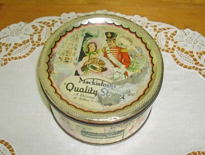 Vintage Mackintosh's Quality Street Toffee & Chocolate 5'' Tin Canister w/ Lid ~
