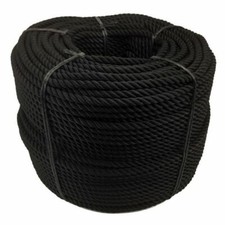 6mm Black 3 Strand Nylon Rope, Anchor Boat Mooring Yacht - Select Your Length