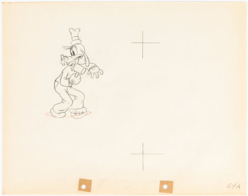 GOOFY HOLDING A HAMMER Mickey's Service Station VINTAGE DISNEY CEL DRAWING 1935 - Picture 1 of 1