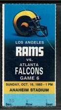 1983 ERIC DICKERSON 64yds/2 TD ROOKIE/ROY/RC/HOF FOOTBALL TICKET RAMS FALCONS 