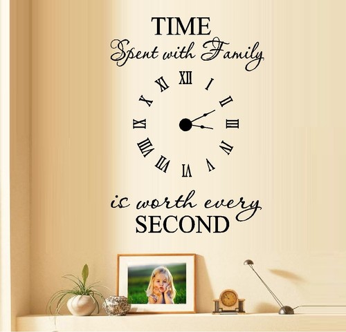 Time Spent with Family is Worth every Second ~ with Decal Clock- Wall Decal - 第 1/2 張圖片
