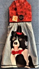 NEW*Handmade "Puppy Dog Eyes!" Hanging Kitchen Hand Towel #3175