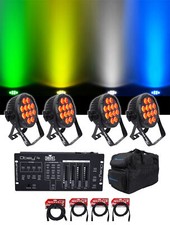  4 Chauvet DJ SlimPar Pro H USB D-Fi RGBAW Wash Lights Bag Controller Cables