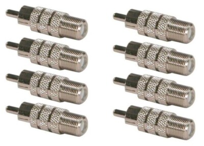 8x F Type Female Jack to RCA Male Plug Adapter Connector Coax Coaxial Cable TV