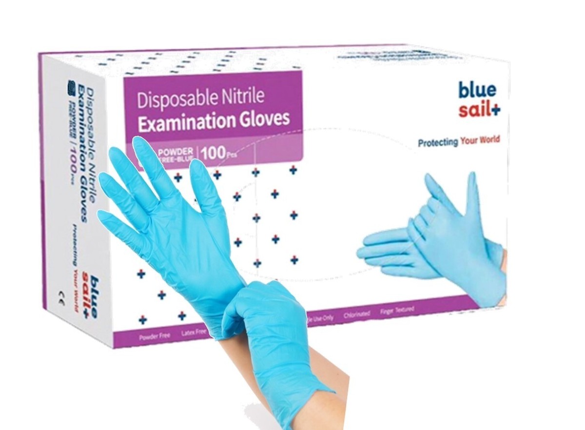 Box 100 Bluesail STRONG Disposable Blue Nitrile Examination