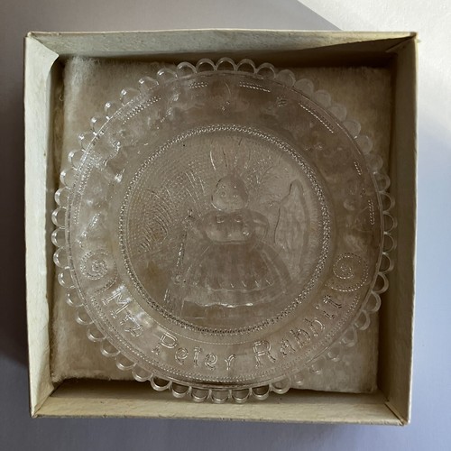 Mrs Peter Rabbit Thornton Burgess Animal Art Glass Bunny VTG Pairpoint Cup Plate - Picture 5 of 7