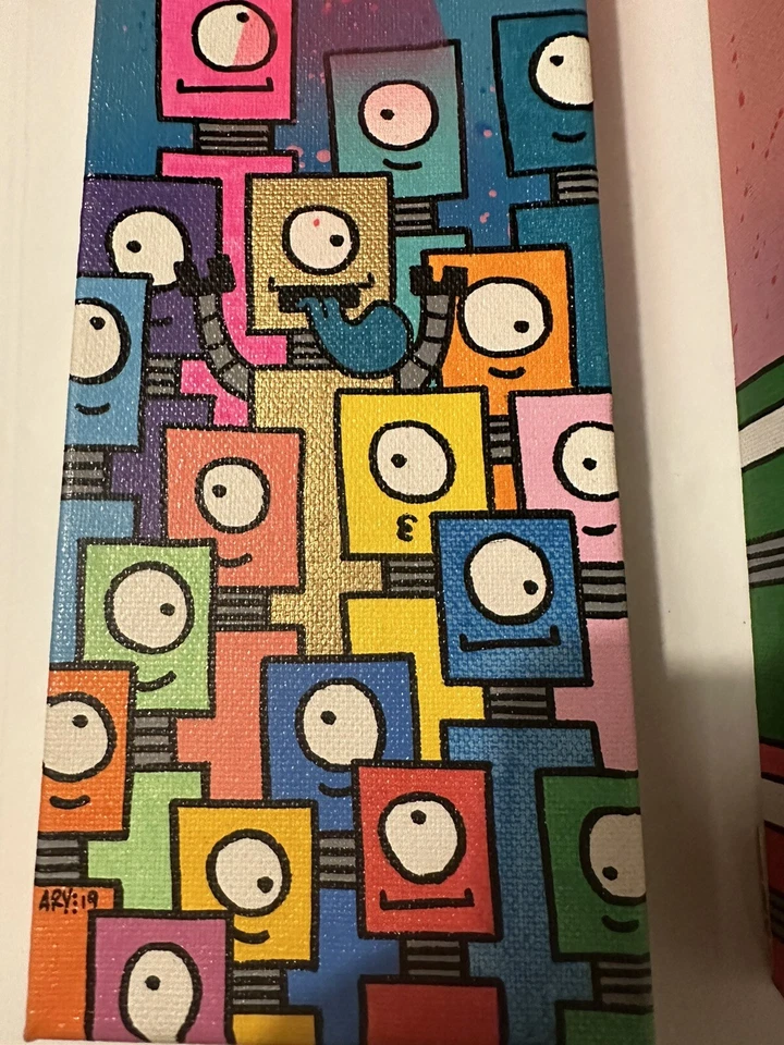 Robot Arte Acrílico Colorido Abstracto Arte POP ART Anime Surrealista Conjunto De 2 Foto 3 de 4