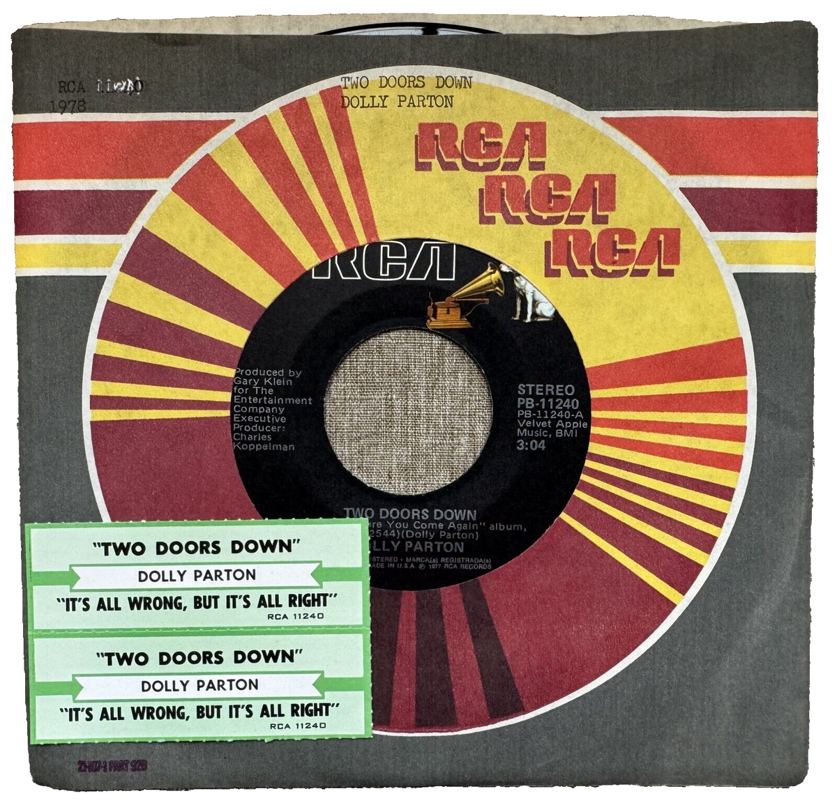 Dolly Parton – Two Doors Down: (2) Jukebox Strips: NM-: SHIPS FREE