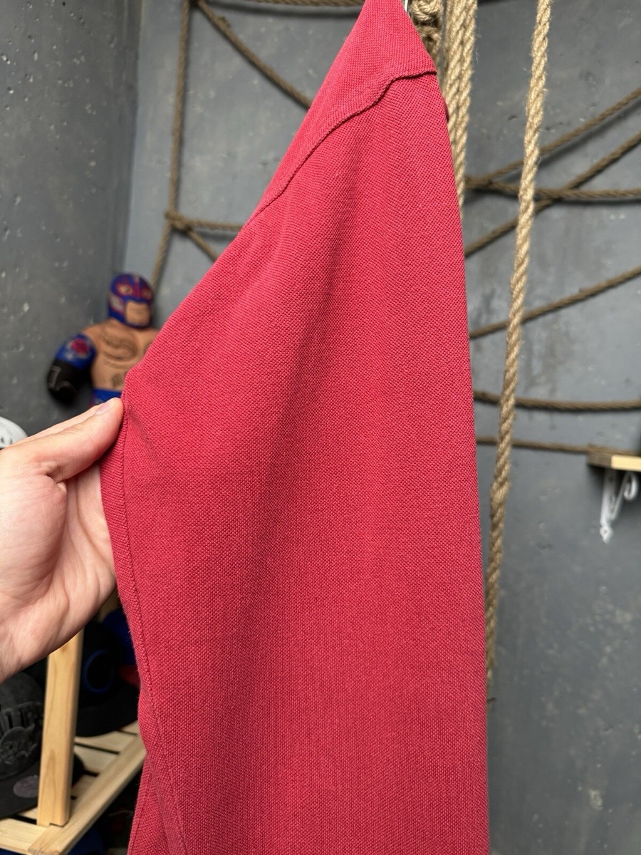 【送料込み】Burberry★ELLON Vintage Long Sleeve Polo Burberry Mini Logo Red Size XL Men
