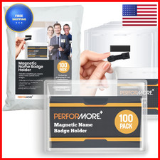 Performore 100 Pack Of 4X3 Magnetic Name Badge Holders Clear Pvc Horizontal Id