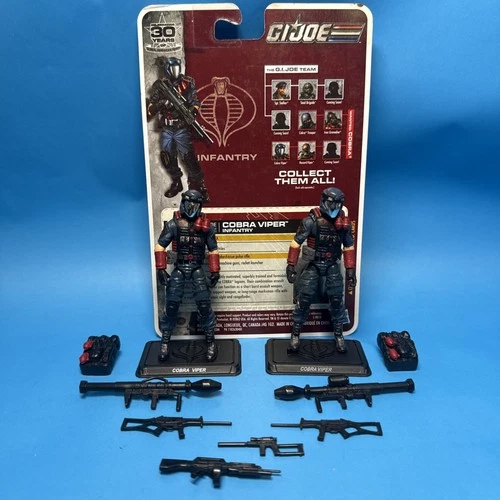GI Joe 30th Anniversary 2011 COBRA VIPER V28 Red Mirror Vac Face Figures x2