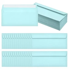 100 Pack Light Blue #10 Business Envelopes, Letter Size Envelopes
