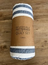 Beautiful Bedding Set Blue White Stripe King Cal Super Soft Quilt Comforter Cozy