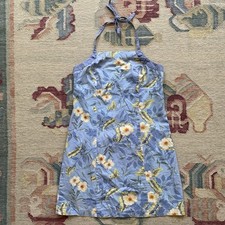 90s American Eagle Dress Halter Top Blue Floral Vintage Size 2 Cotton